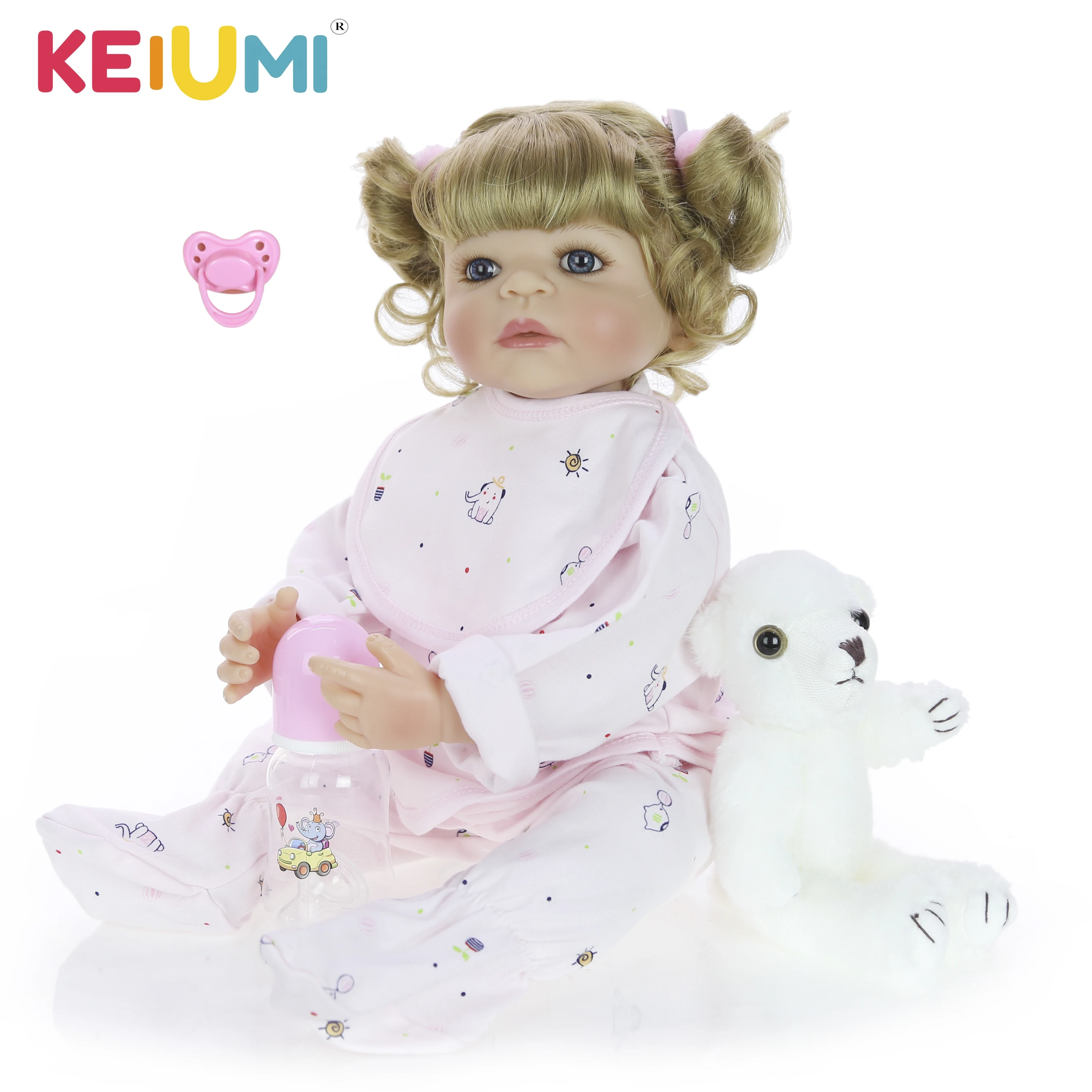 

KEIUMI 22 Inch Fashion Reborn Alive Girl Doll Full Body Silicone Realistic Princess Baby Doll For Kids Xmas Gifts DIY Hair Style