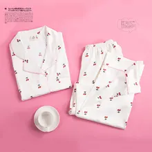 Silkbeuty пижамы Двойка белье Для женщин халат комплекты осенние и зимние шелковые вишня домашняя пижама одежды