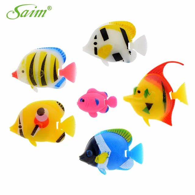 6pcs Aquarium Colorful Tropical Fish Acuarios Artificial Plastic Fish