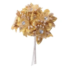 YOST-6pcs искусственные розы из газовой ткани со стразами свадебные туфли головной убор «сделай сам» для дома украшения свадебные искусственные цветы wreath collage