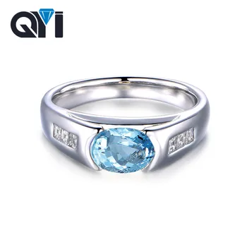 

QYI 925 Sterling Silver Natural Sky blue Topaz Rings for Women 1.25 ct Oval Cut Gemstone Engagement Ring Wedding Party ewelry