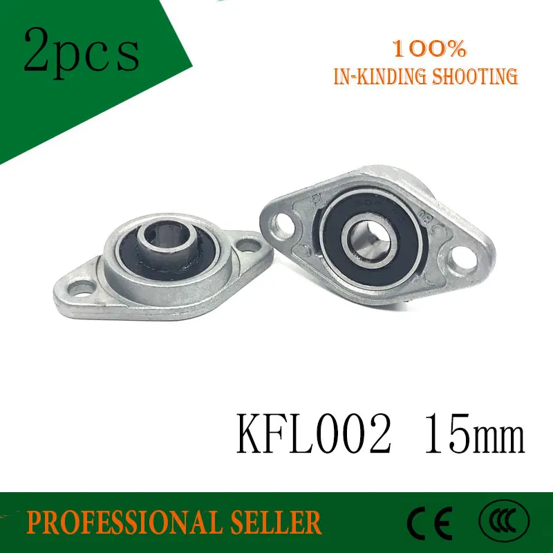 

2PCS KFL002 15mm Diameter Single Row Pillow Block Bearing Aluminium Alloy Flange Block Bearings