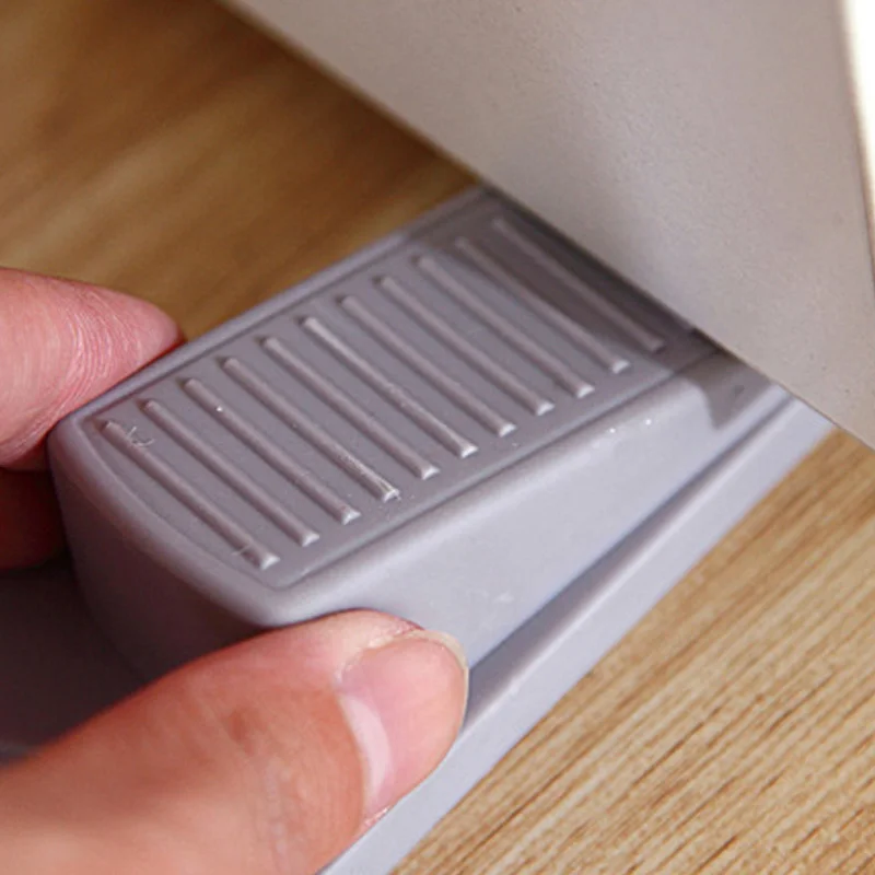 2pcs Door Wedge Shaped Rubber Doors Stopper Doorstops Floor Kids Safety Guard Finger Protect with Hook S7JN