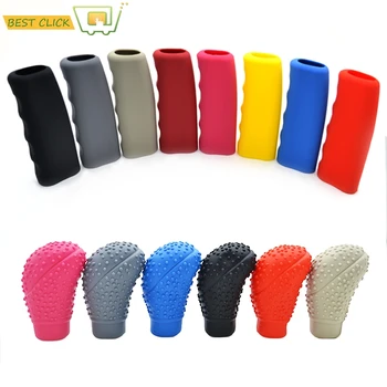 

2Pcs Car Auto Oval Shaped Silicone Gear Shift Knob Cover Manual Automatic Nonslip Lever Knobs Case Hand Brake Handle Protector