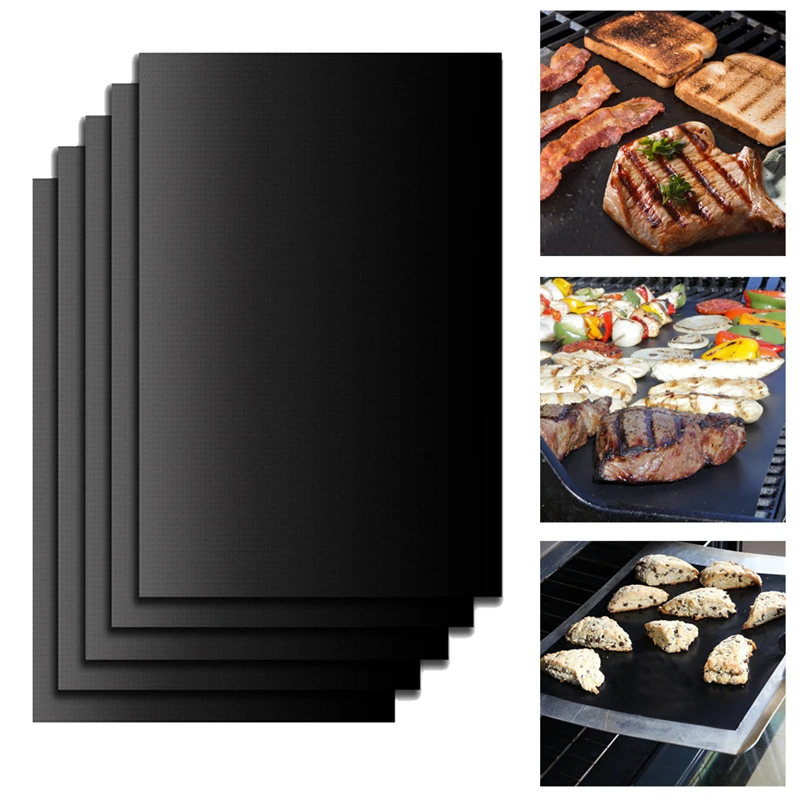 TTLIFE 5pcs/Set Reusable BBQ Grill Mat Pad Sheet Hot Plate Portable