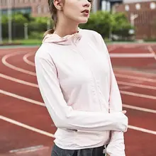 Куртка для бега с капюшоном, Женская Спортивная одежда для йоги, дышащая спортивная куртка на молнии, толстовка с длинным рукавом