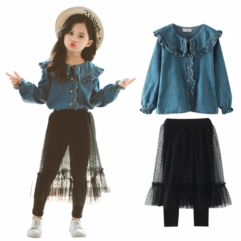 

Girls Winter Clothes Set Long Sleeve Sweater Shirt and Skirt 2 Pcs Clothing Suit Spring Outfits for Kids Girl's Clothes