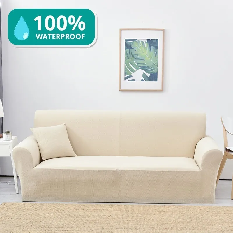 

5 Colors Solid Sofa Cover for Living Room All-inclusive 1/2/3/4 Seater Waterproof Furniture Protector Sofa Slipcovers Cotton