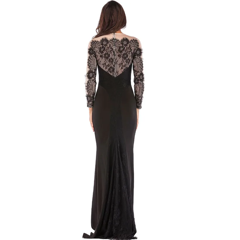 IDress High Quality Lace Embroidery Evening Dress Long Sleeve Charming Robe Longue Femme Long Dress for Wedding Party for Woman (4)