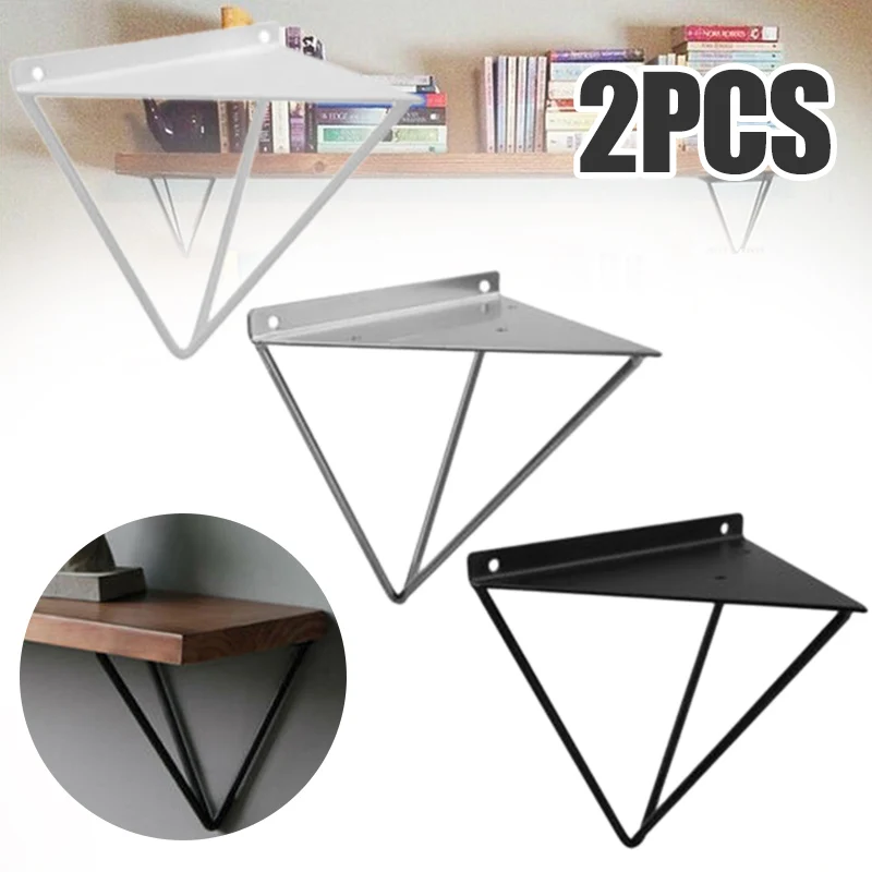 2Pcs Sliver/Black/White Wall Mount Shelf Triangular Bracket Metal Industrial Release Support Bench Table Shelf Bracket