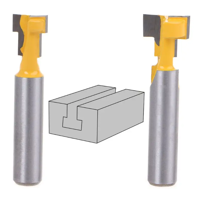  2Pcs/Set 8mm Shank T-Slot Router Bit T-Track Slot Woodworking Power Tool Cutter Cutting for 1/4