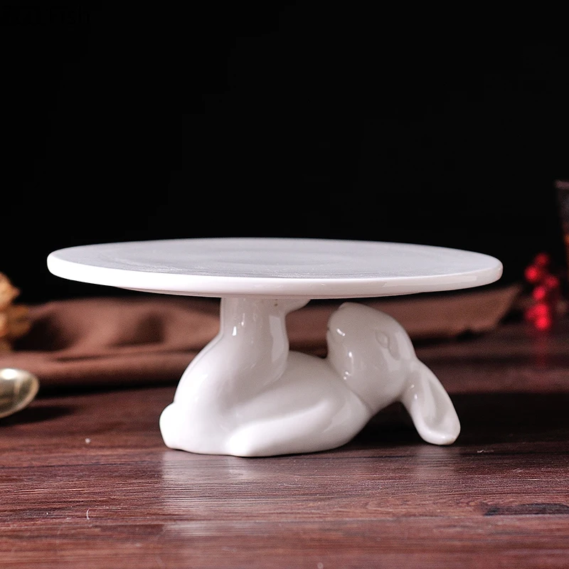 Rabbit Shape Ceramics Cake Tray Wedding Party Dessert Display Stand Fondant Cake Decorating Tools Home Decorating Tools