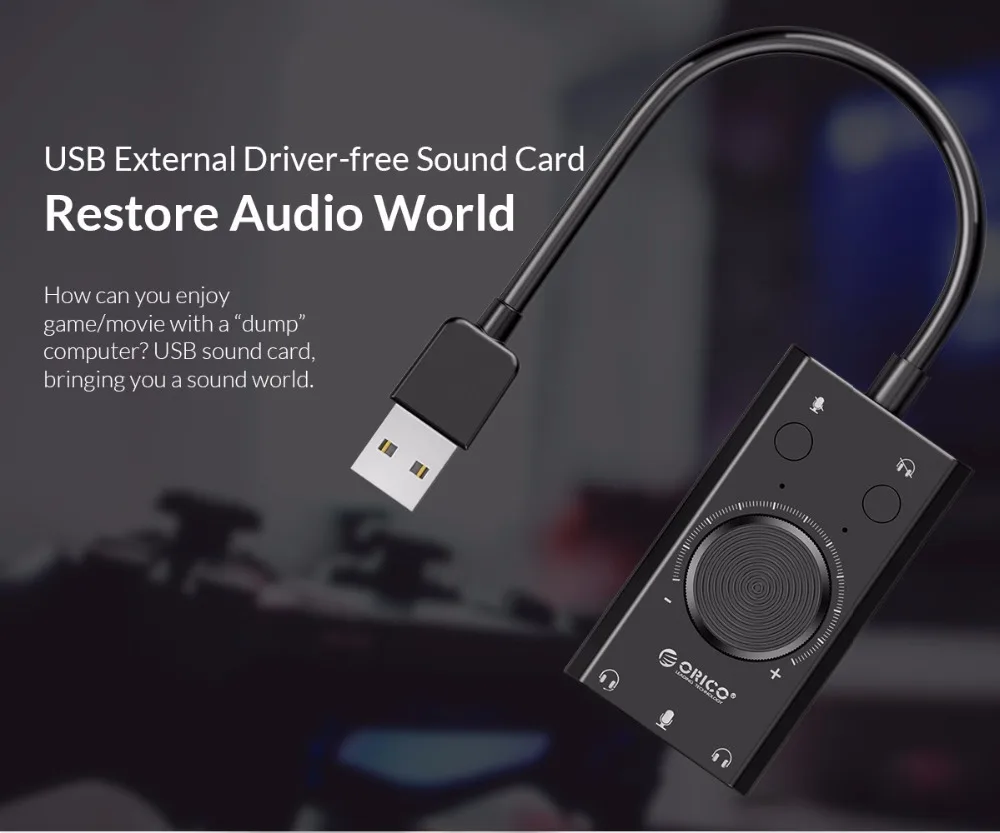 ORICO USB внешняя звуковая карта USB к наушники Audio Интерфейс 3-в-1 для Windows/Mac/Linux микрофон звуковая карта