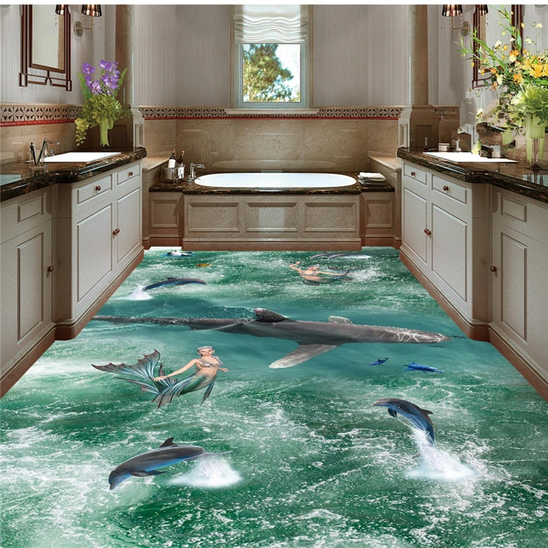Большой 3d Пол wellyu для пляжа гостиной шопинга развлечения|papel de parede|de paredetile painting |