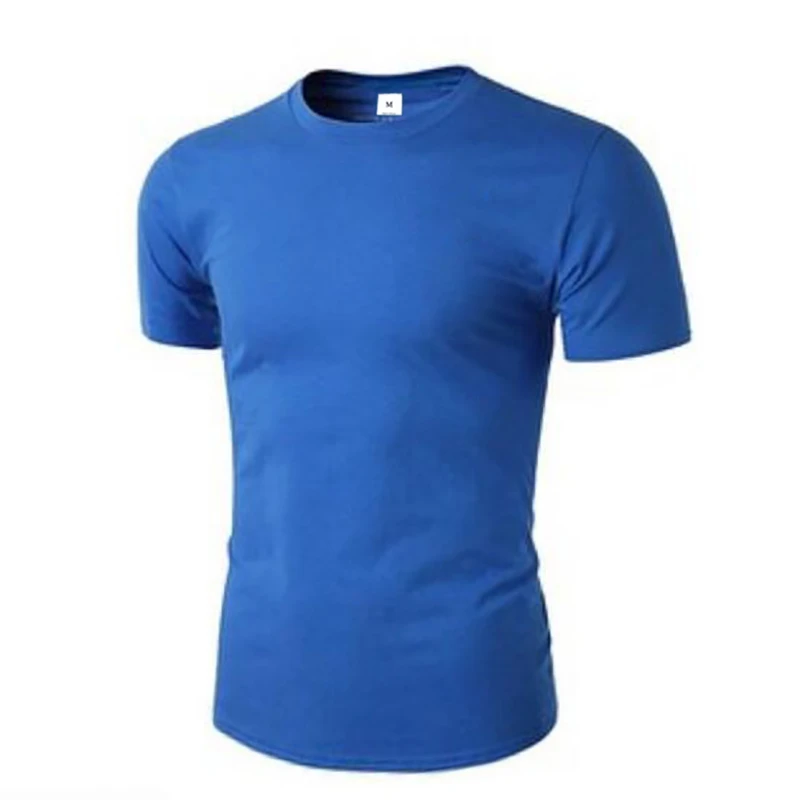 Летняя спортивная футболка Мужская s обувь для бега Футболка мужская Спортивная тонкая спортивная одежда Спортивная Футболка Мужская хлопковая футболка для бодибилдинга - Цвет: Синий