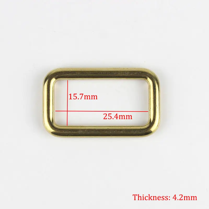 Solid brass square ring buckles cast seamless rectangle rings leather craft bag strap buckle garment belt luggage purse DIY