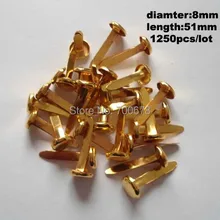 1250 шт./лот круглый металлический штифтики для скрапбукинга, украшение детей DIY связывания ногтей диаметр 8 мм Длина 51