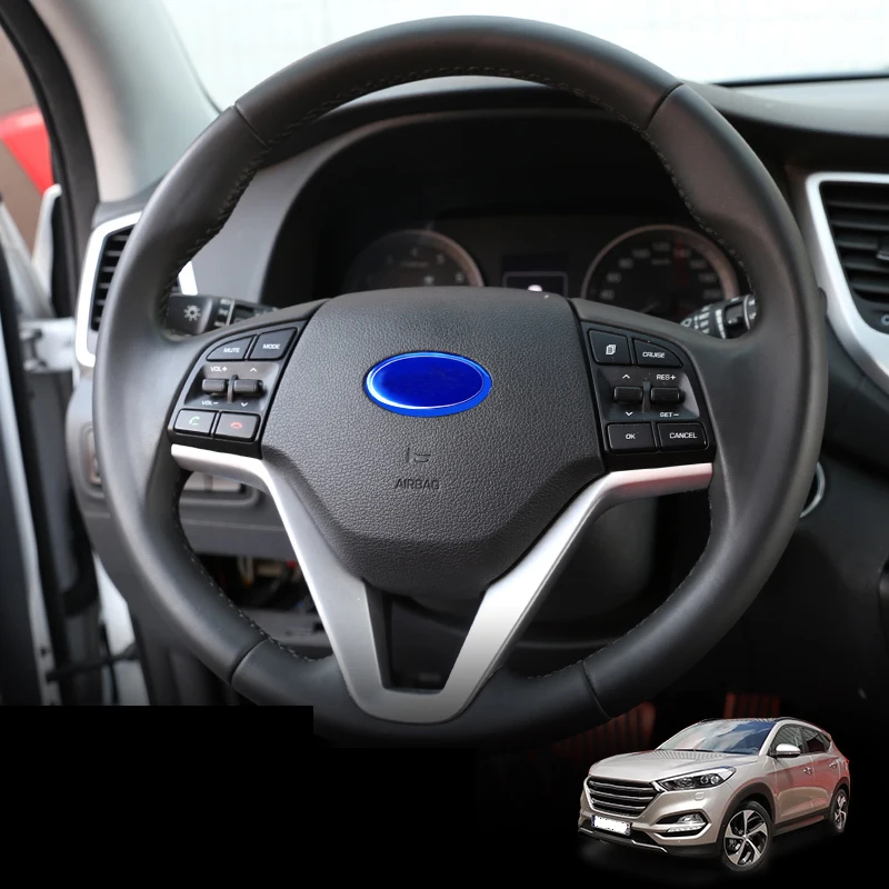 

Lsrtw2017 Stainless Steel Car Steering Wheel Logo Mark Trims for Hyundai Tucson 2015 2016 2017 2018 2019 2020