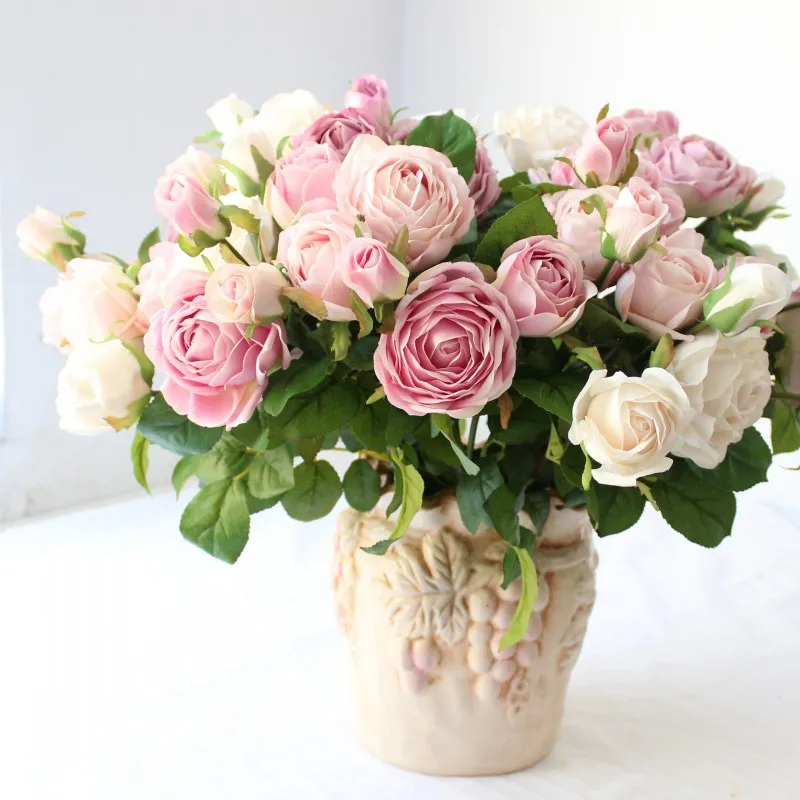 Beautiful Rose Spray Colourful High Quality Artificial Silk Flower for