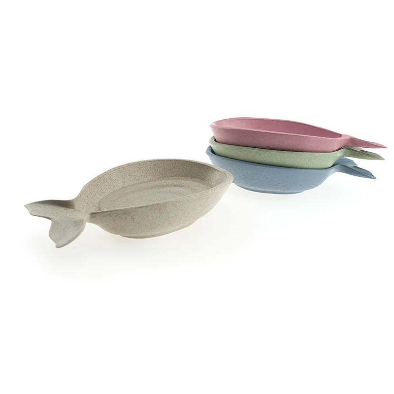 FHEAL Wheat Straw fish Shape Multifunctional Dish Vinegar Soy Sauce Snack Plate Environmental Spice Jar Kitchen Accessories (26)