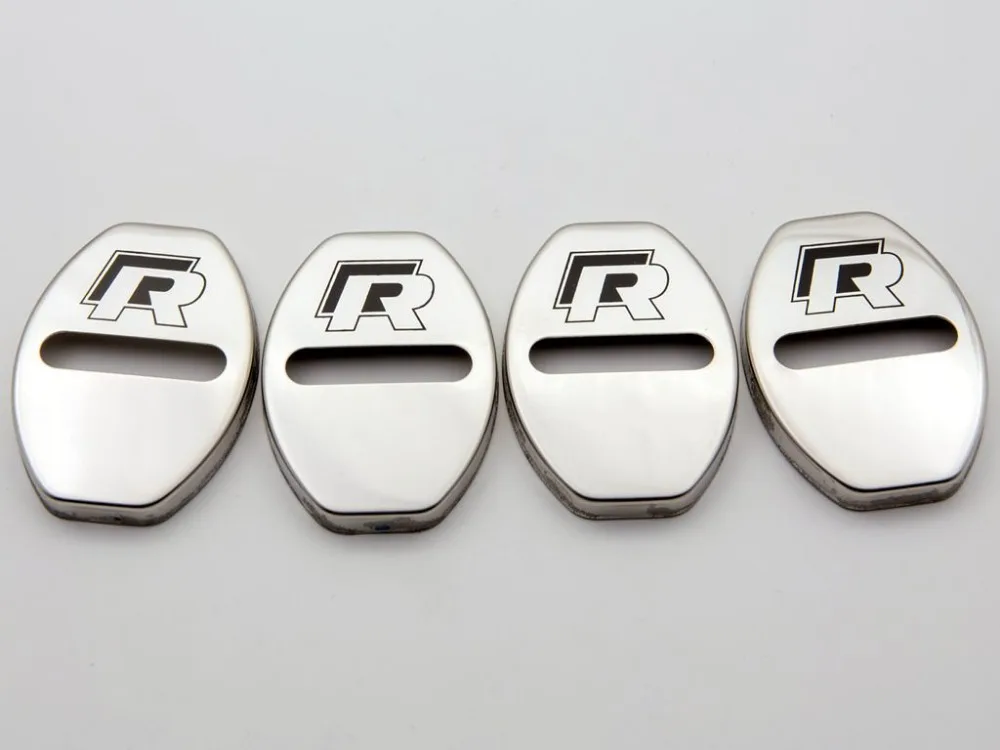 4pcs Door Lock Cover Cap Buckle Protective R Logo Rline For VW Golf 7 MK7 Mk6