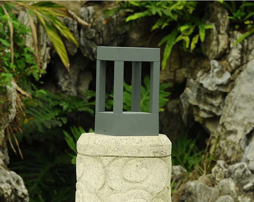 Preto ao ar Livre à Prova Iluminação do Gramado Becostar Alumínio Cinza Água Led Bollard Lâmpada Altura 200 Milímetros - d' 8 Luminárias gramado