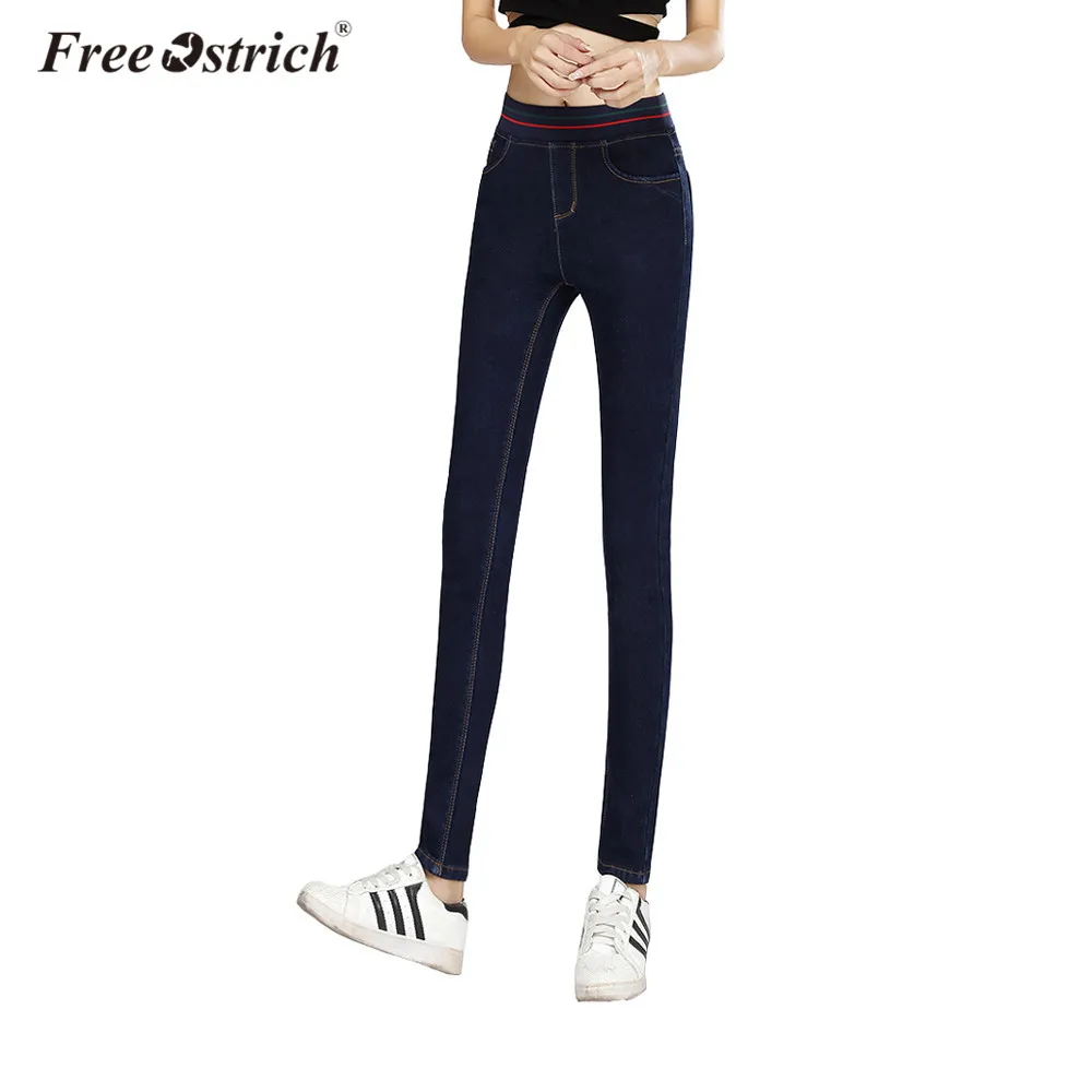 Бесплатная страуса женские джинсовые брюки зима 2019 синий леггинсы, джинсы Повседневное плюс Размеры женские длинные джинсы L0530