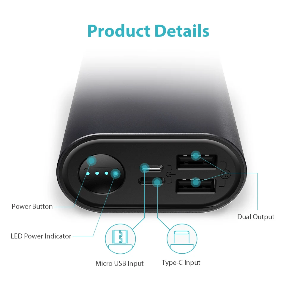 ROMOSS SE10 10000mAh Power Bank Fast Charging Portable External Battery 9