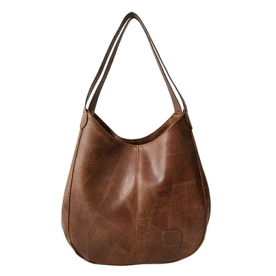 

novelty women soft causal tote handbag big pu leather black brown coffee burgendy one shoulder bag female multilayer hobo bags