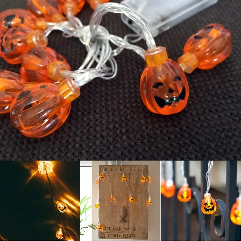 2M 20 Pumpkin Bulb Halloween String LED Lights Yellow Color AA Battery