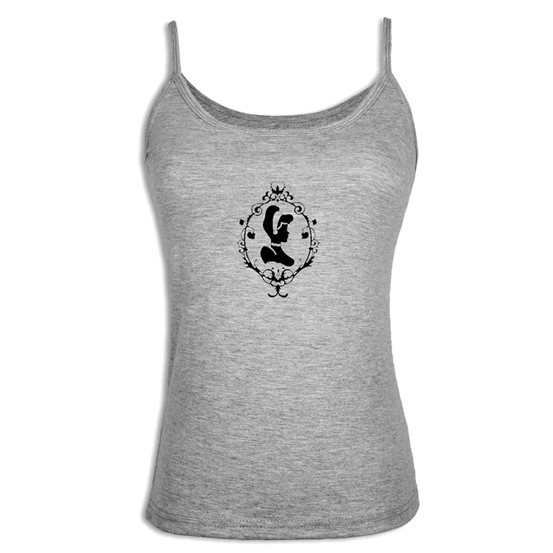 

Cartoon Cinderella Silhouette Yard Angry Chicken Drape kings Gray Women's ladies camisole sexy vest single back cotton vest tops
