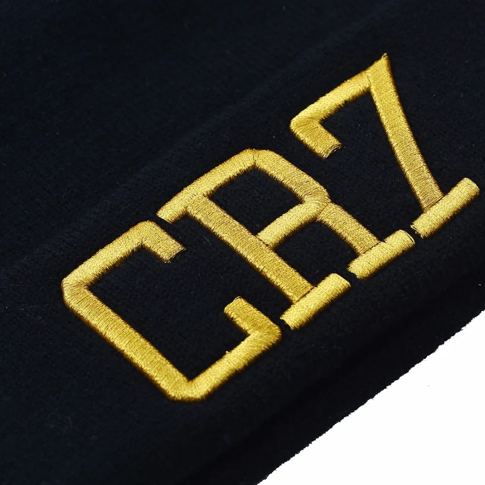 Классические шапки-бини в стиле Криштиано Роналдо CR7, унисекс, золотые вязаные шапки с 3d вышивкой, теплые шапки в стиле хип-хоп