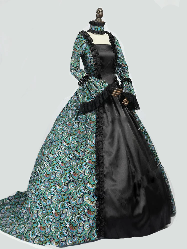 Renaissance-Fair-Fantasy-Fairytale-Dress-with-Train-Ball-Gown-Queen-Theatrical--Clothing_D119PeacockBlack-1