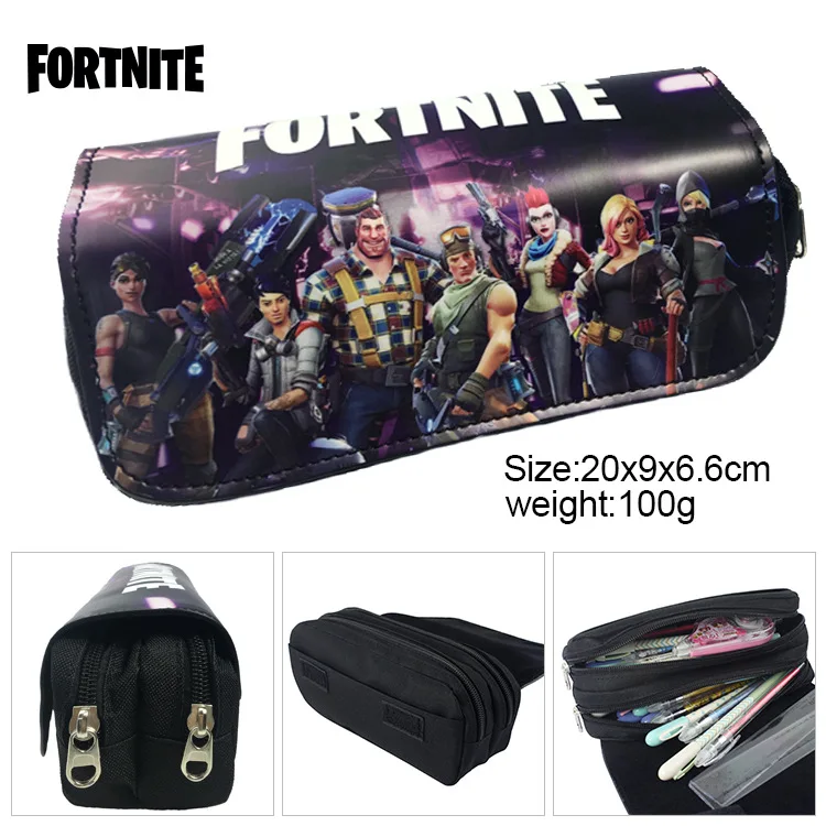 

2018 hot game Pencil Case Pen Bag For Girl Boys Student Large Capacity PU Waterproof Pen Box makeup handbag anime