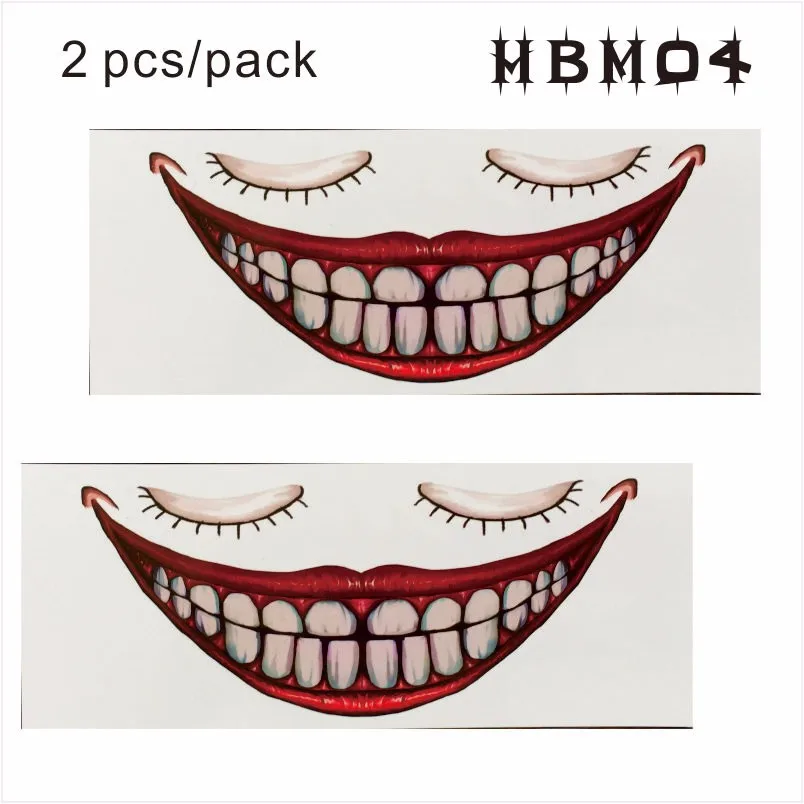 Hbm04 Horreur Sourire Effrayant Couronne Maquillage Gothique Temporaire De Tatouage Pour Le Maquillage Parti Corps Autocollant Aliexpress