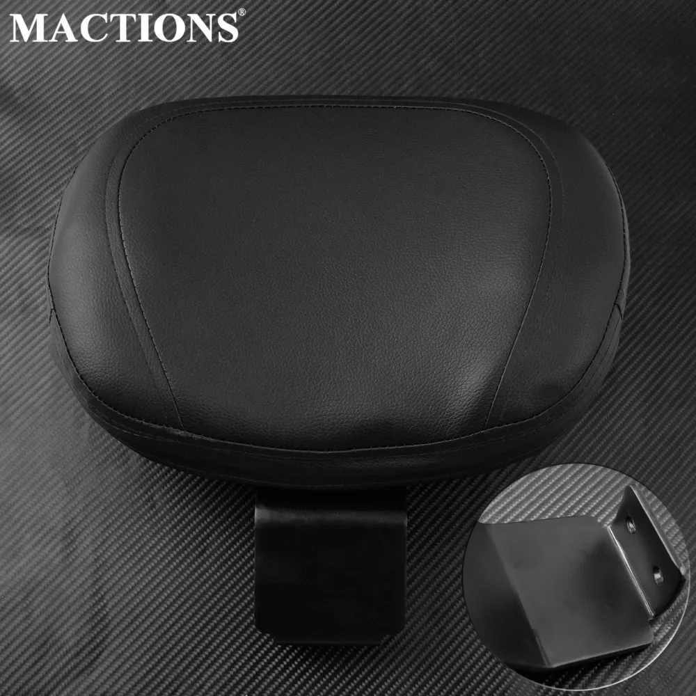 Motorcycle Black Leather Driver Rear Backrest Sissy Bar Cushion Pad
