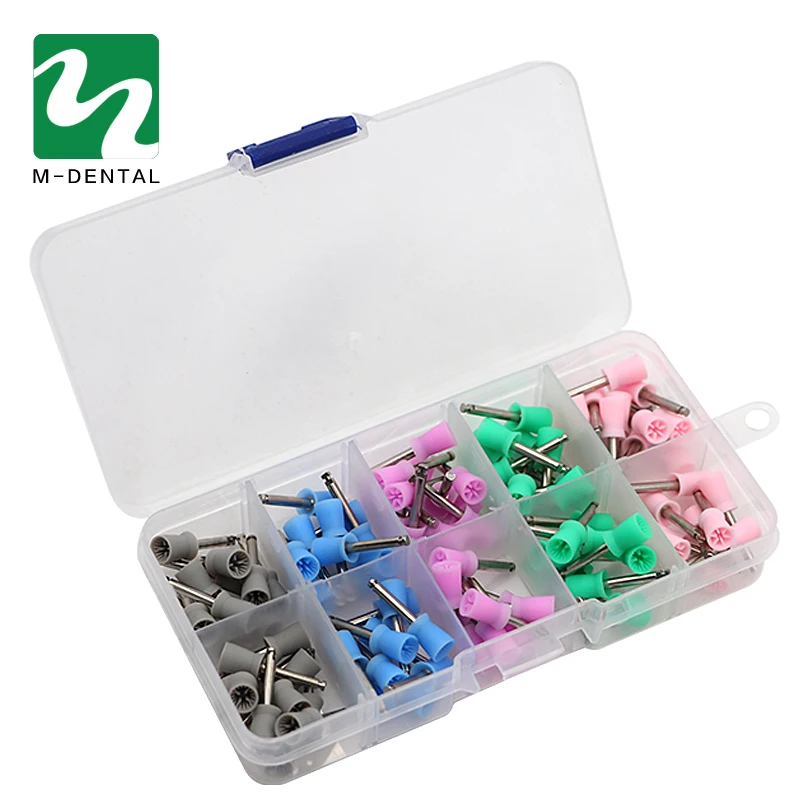 

100pcs Dental Prophy Cup Rubber Polish Polishing Tooth Latch Type Mixed Color for Dental Lab