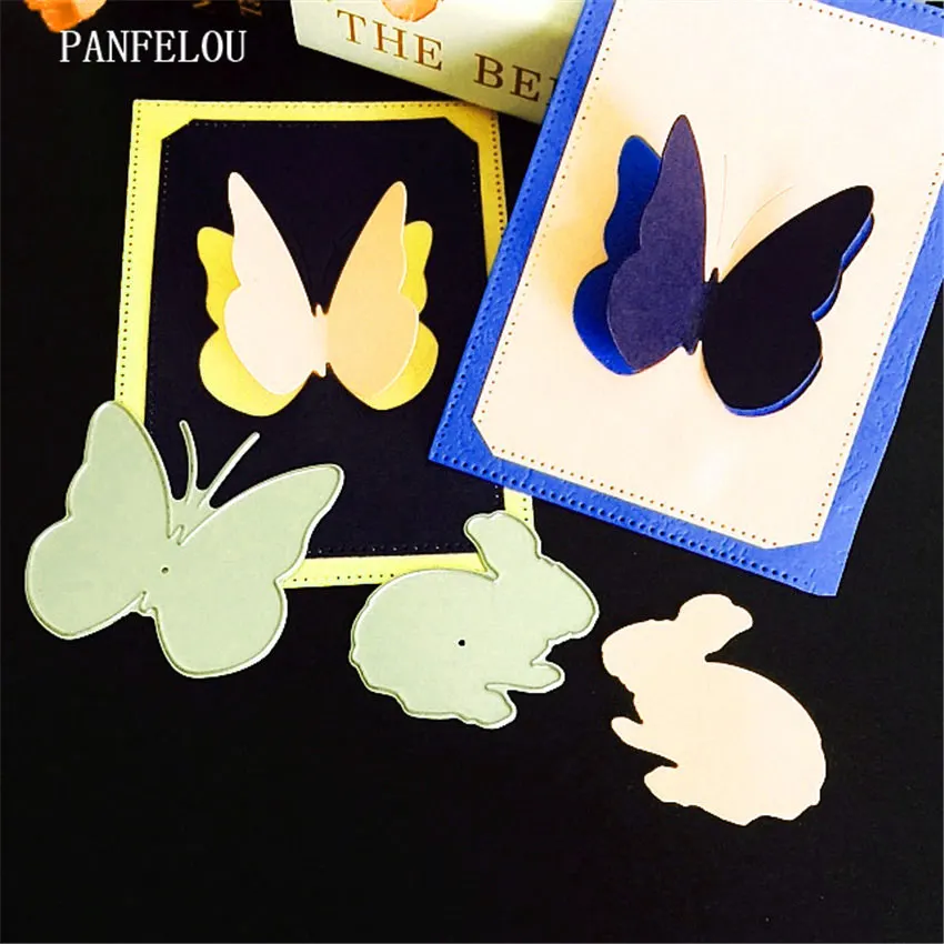 

PANFELOU Metal craft The butterfly rabbit card paper die cutting dies for Scrapbooking/DIY Christmas wedding Easter cards
