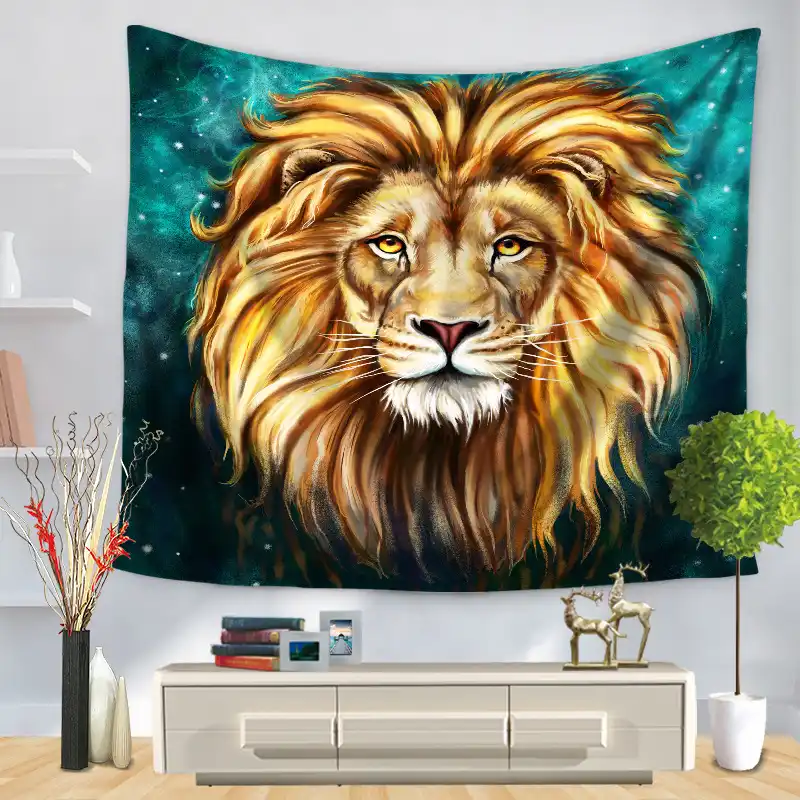 Le Roi De La Forêt Tigre Lion Bohème Tenture Murale Colorée