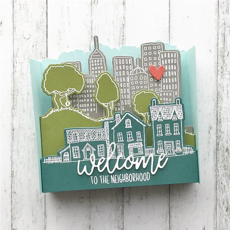 

DiyArts Town Building Metal Cutting Dies Christmas New 2018 for Scrapbooking Card Making Album Embossing Crafts Stencil Die cut