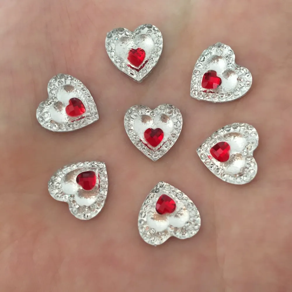 Новое сердце смолы 80 шт 12 мм Двойное Сердце Flatback Свадебные украшения для самодельного изготовления D172