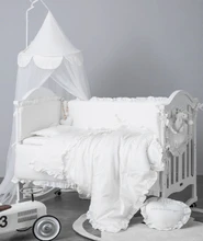 6Pcs Baby Bedding Set Bumper Cotton Solid Color Lace Crib Baby Bed Set Linens Baby Cot Bumpers Infant Mattress Cover Pillowcase 6Pcs Baby Bedding Set Bumper Cotton Solid Color Lace Crib Baby Bed Set Linens Baby Cot Bumpers Infant Mattress Cover Pillowcase