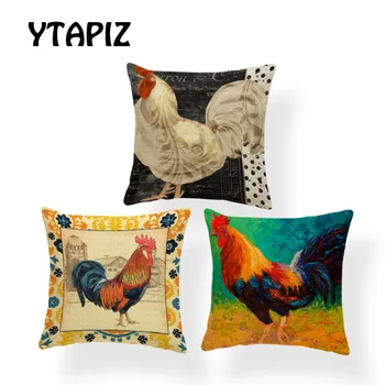 

Fashion Cock Flower Portrait Watercolor Pentagram Newspaper Macrame Nordic Pillow 45X45Cm Polyester Decor Sofa Cushion Covers