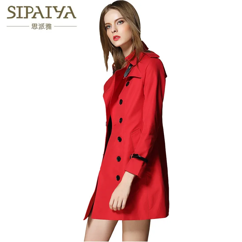 Dark Arrivée Bas Femmes Haute Le Marque vent Manteau Red rouge Dames Brise 2017 Tournent Qualité Double Breasted Vers Nouvelle Tranchée Sipaiya Automne De 9WDH2IYE