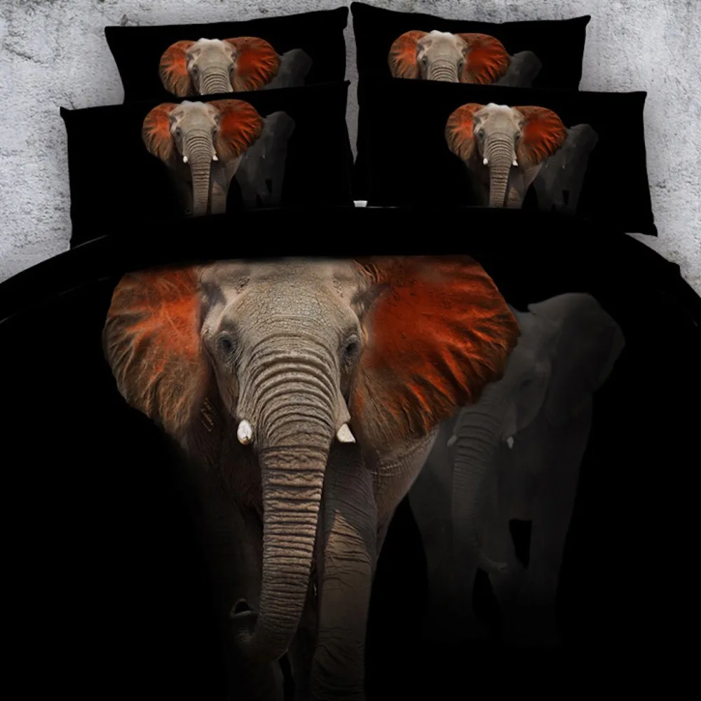 

Royal Linen Source 3 pcs per set Majestic red eared Elephant 3d bed set Children Bed Linens with Children Bed Sheet