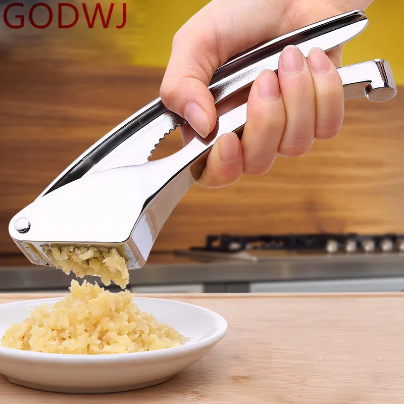 

GODWJ Multi-function Solid Zinc Alloy Creative Moon Shape Garlic Press Ginger Vegetable Nuts Crusher for Garlic Kitchen Tool