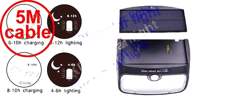 Сплит монтажный 48 Светодиодный 900lm Солнечный свет PIR+ движение+ радар светодиодный 500LM датчик движения водонепроницаемый 5 м кабель уличная стена Наружный свет fo