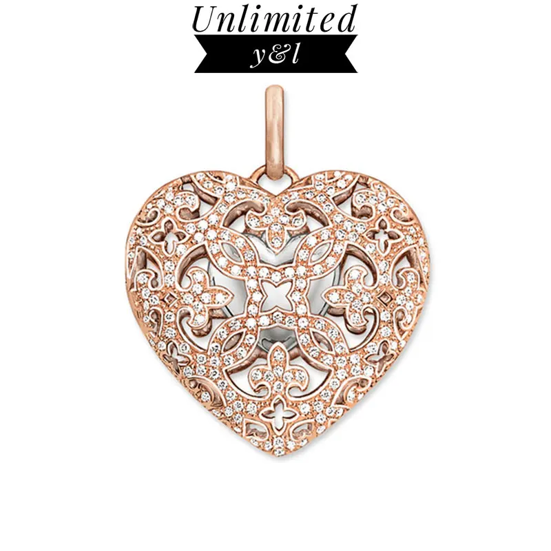 

Can Open Hollow Out Heart Pendants for DIY Jewelry Making Rose Gold Fashion Necklace Pendant Accessories for Women Men Gift