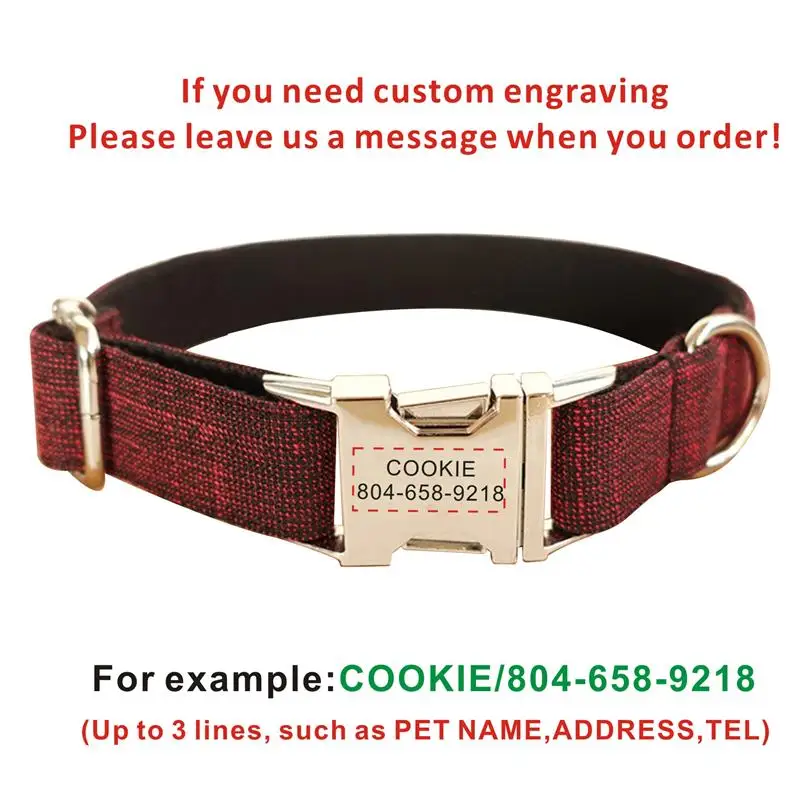 Dog Collar with Personalized ID Tag Adjustable