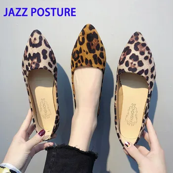 

Spring new women's shoes shallow mouth soft bottom breathable leopard shoes suede flat shoes shallow mouth flat shoes y119